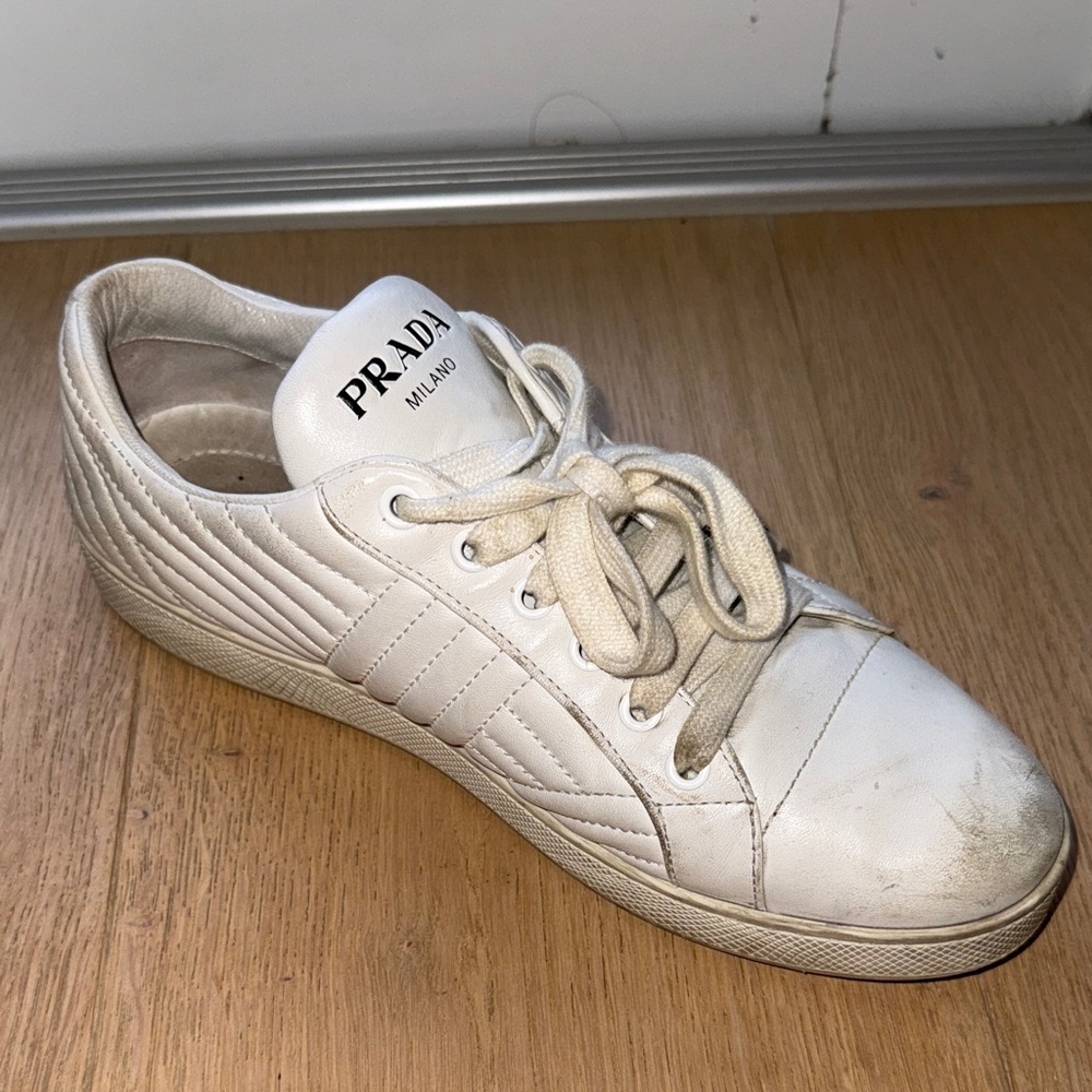 Prada Cream Quilted Sneakers